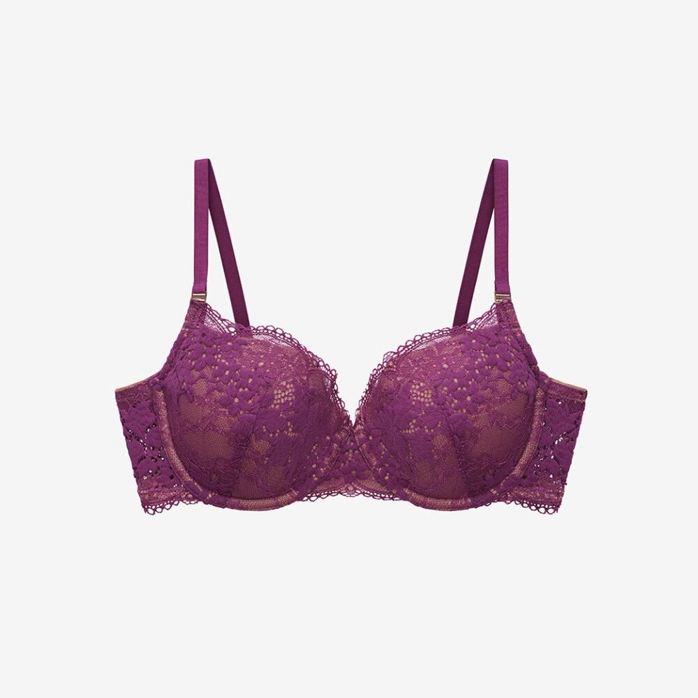 ThirdLove All Day Lace T-Shirt Bra Size 34D½plum / 34D½